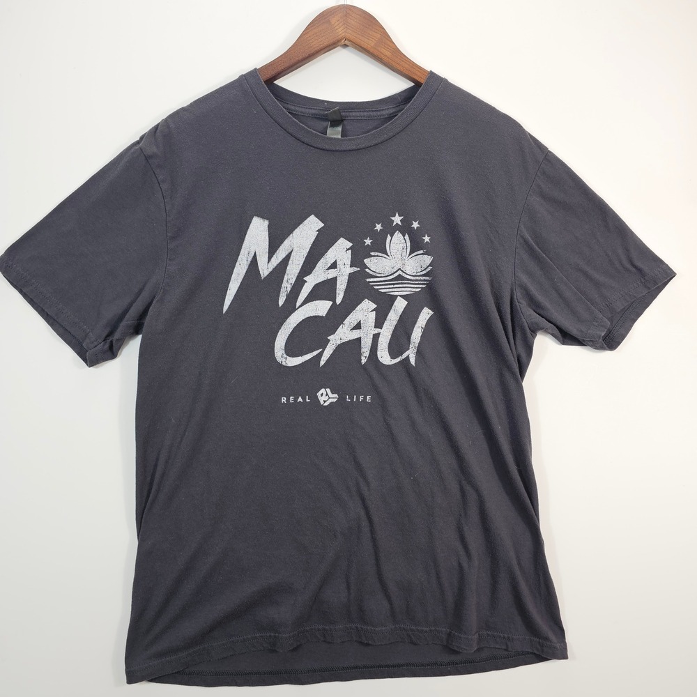 District Made Mens Macau Real Life T-Shirt Gray NLC Religious Graphic Tee Size M